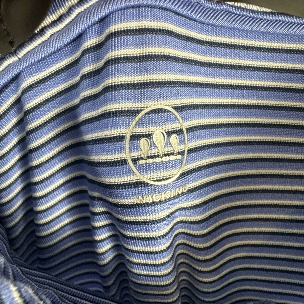 RLX Ralph Lauren Polo Mens Large Blue Striped‎ Moisture Wicking